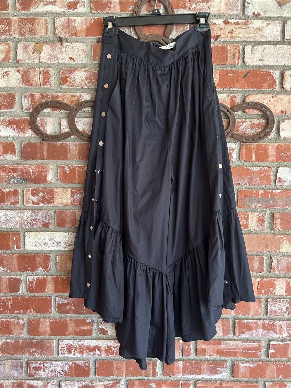TIBI Ruffle Poplin Culottes In Black - Picture 8 of 11